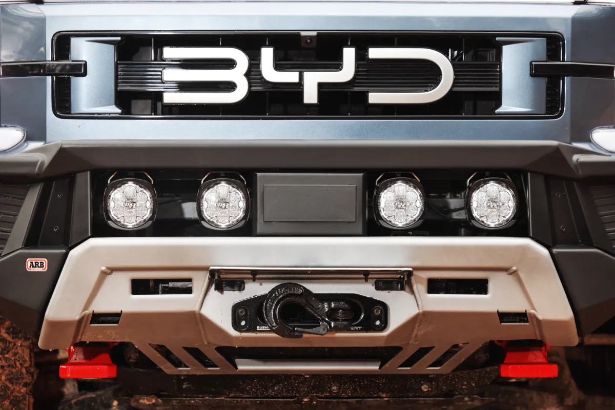Winch fitted to a bull bar